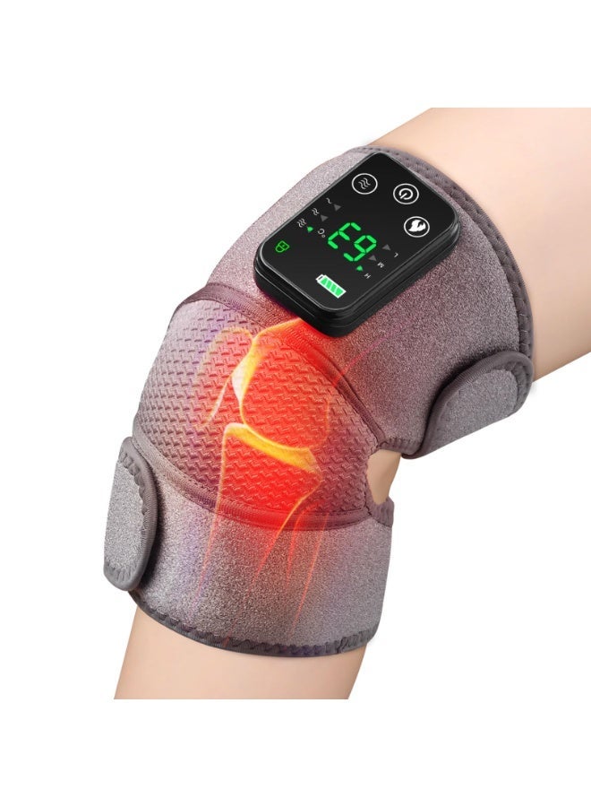 جهاز تدليك مع تدفئة، وسادة تدفئة لاسلكية للركبة مع جهاز تدليك، 3 مستويات تدفئة و 3 مستويات اهتزاز، وسادة تدفئة للركبة، لفافة لتخفيف آلام الركبة، الكتف والكوع، قابلة للتعديل لراحة المفاصل - Image 1